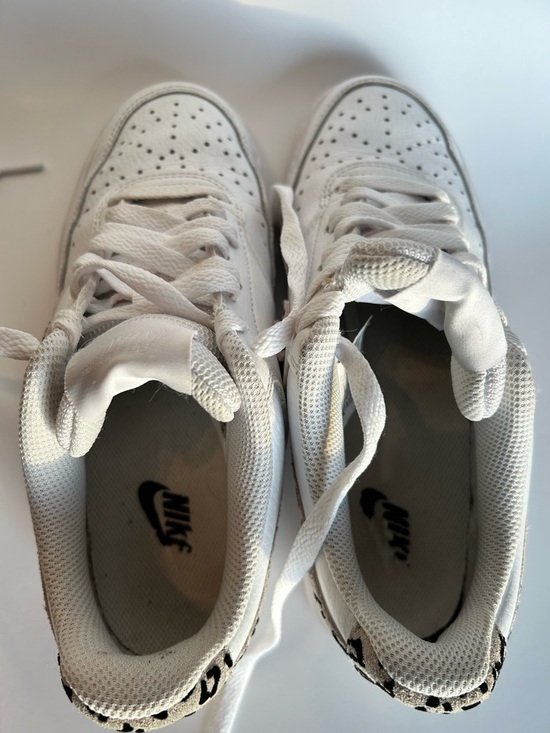 Nike Women's Court Vision Low — White with Leopard Swoosh - Picture 8 of 9